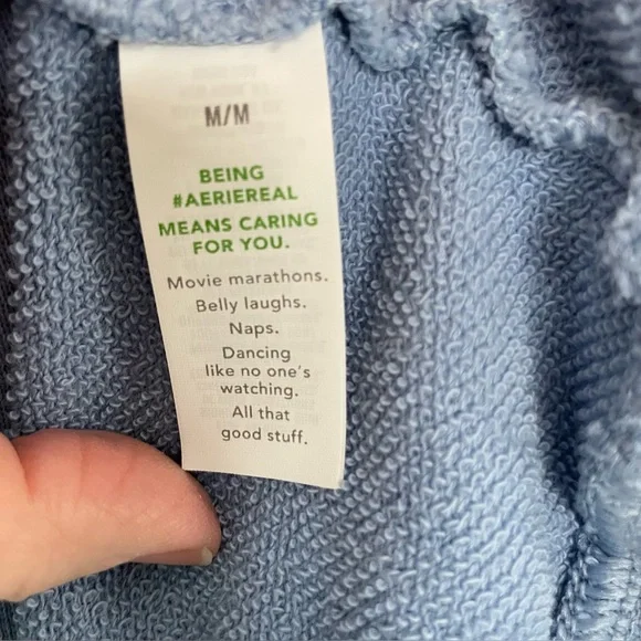 Aerie Soft Blue Knit Hoodie V-Neck Oversized - Picture 4 of 11